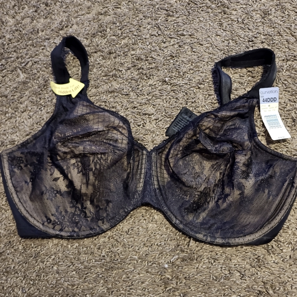 Curvation black lace bra with lift and shape 44DDD